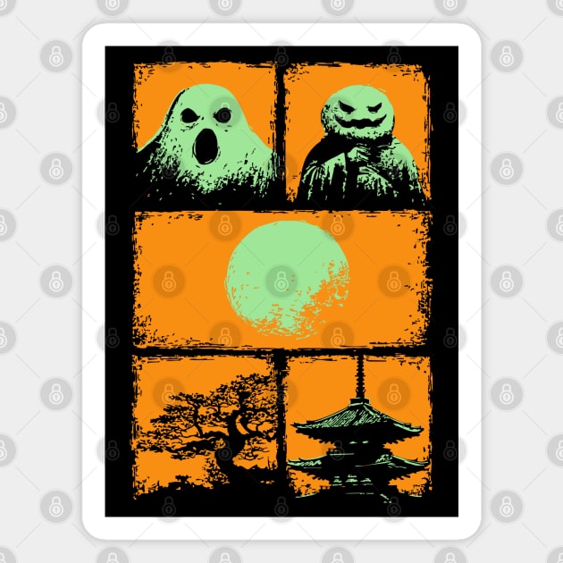 Spooky Japanese Ghosts - Retro Halloween Yurei Magnet by TuncGK